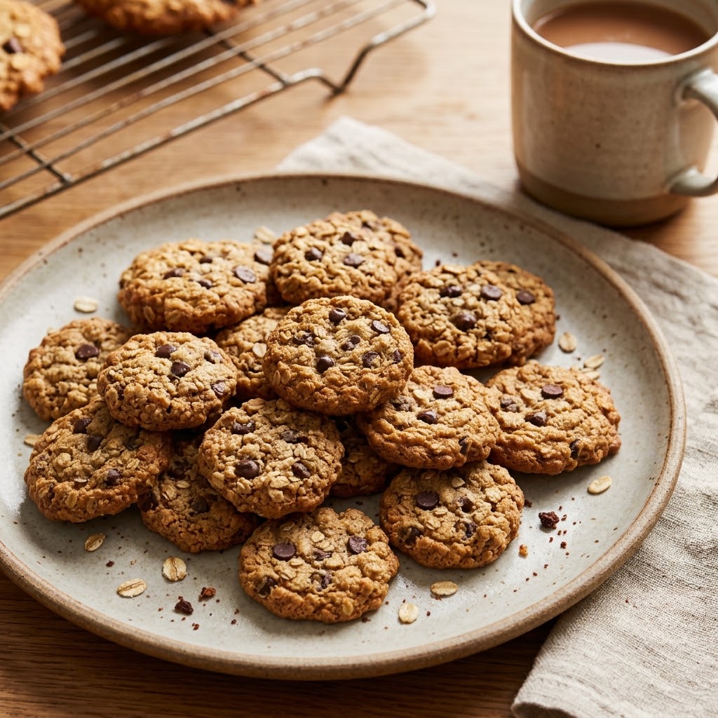 The most delicious oat & chocolate cookies.
